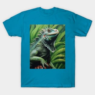 Oil paint Hyperrealism: Amazing Zoo Green Iguana T-Shirt